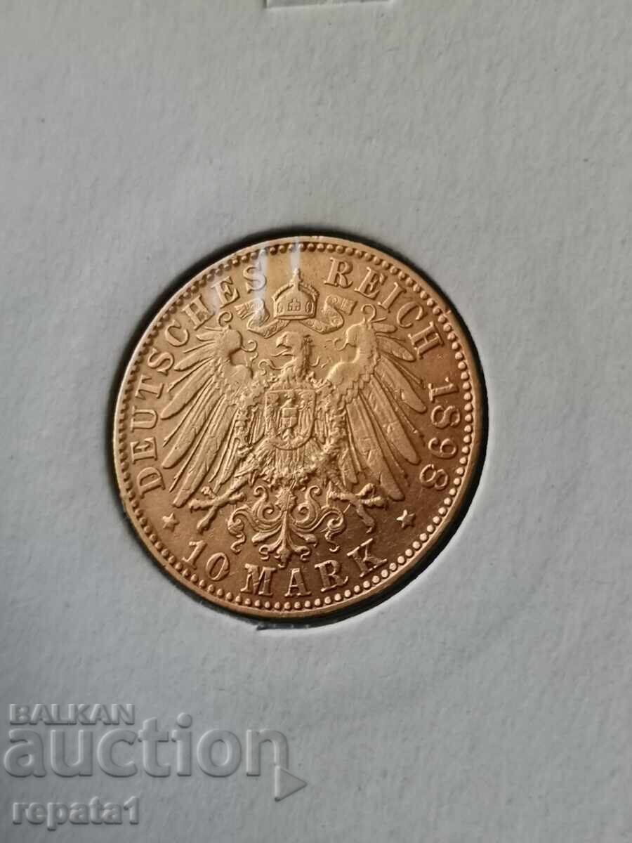 10 mărci Hamburg 1898 cu preț 1250.00 BGN | € 639.11