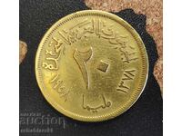 Coin Egypt 20 Mílliem, 1958