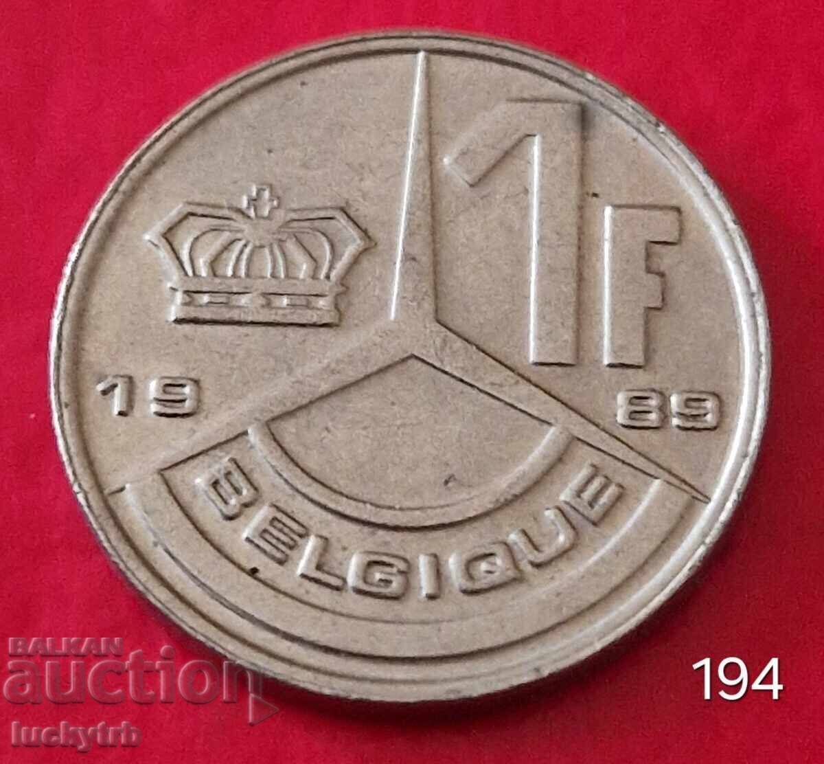 1 franc 1989 - Belgia - Legendă în limba franceză 1 franc 1989 - Belgia - Legendă în limba franceză