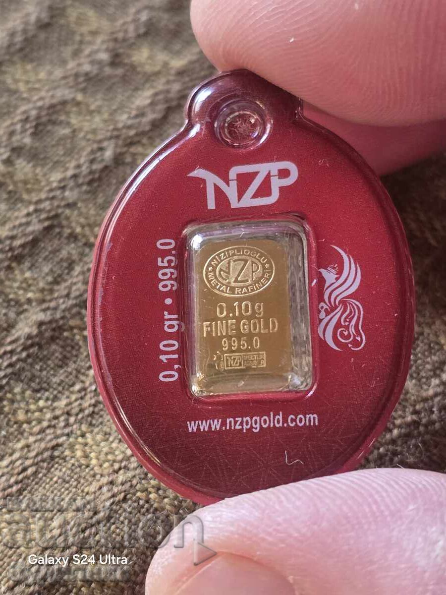 A gold bar. 0.10 grams. 24 Carat ..New.. Attention read with price 0.01 BGN | € 0.01 A gold bar. 0.10 grams. 24 Carat ..New.. Attention read with price 0.01 BGN | € 0.01