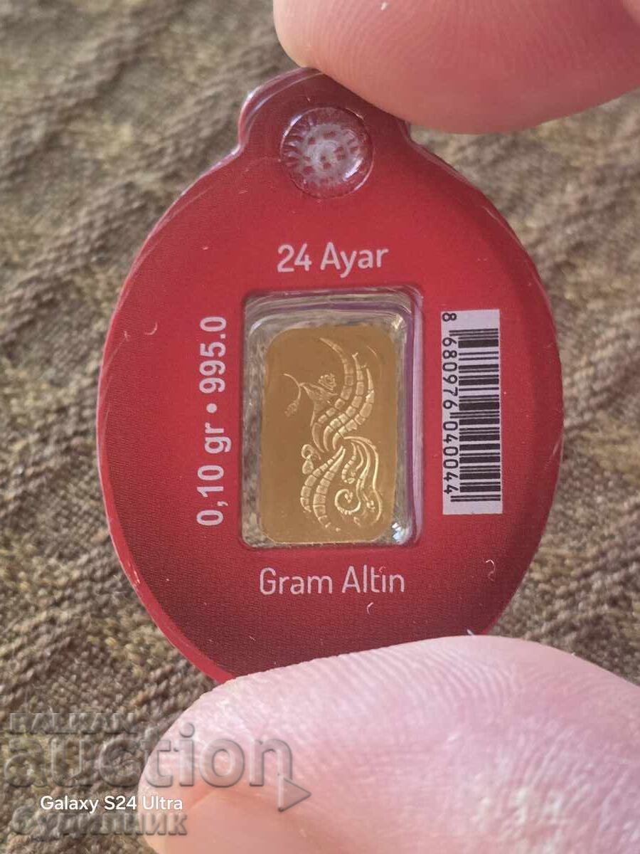 Auction A gold bar. 0.10 grams. 24 Carat ..New.. Attention read Auction A gold bar. 0.10 grams. 24 Carat ..New.. Attention read