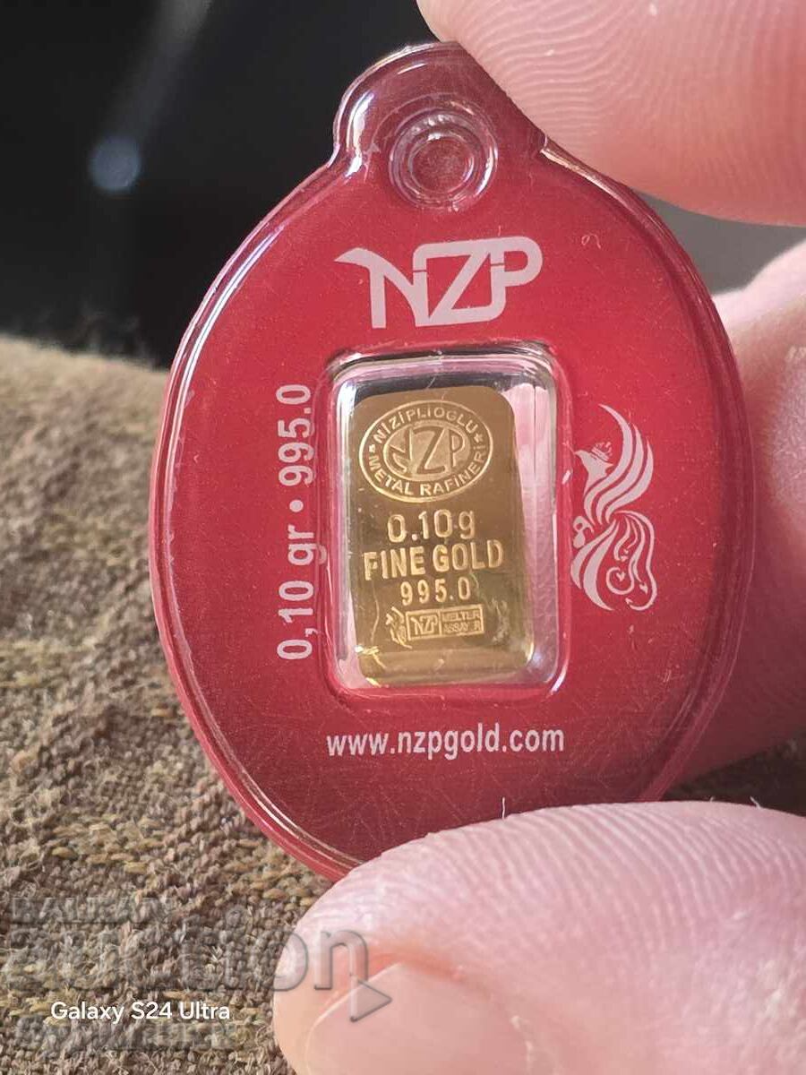 A gold bar. 0.10 grams. 24 Carat ..New.. Attention read A gold bar. 0.10 grams. 24 Carat ..New.. Attention read