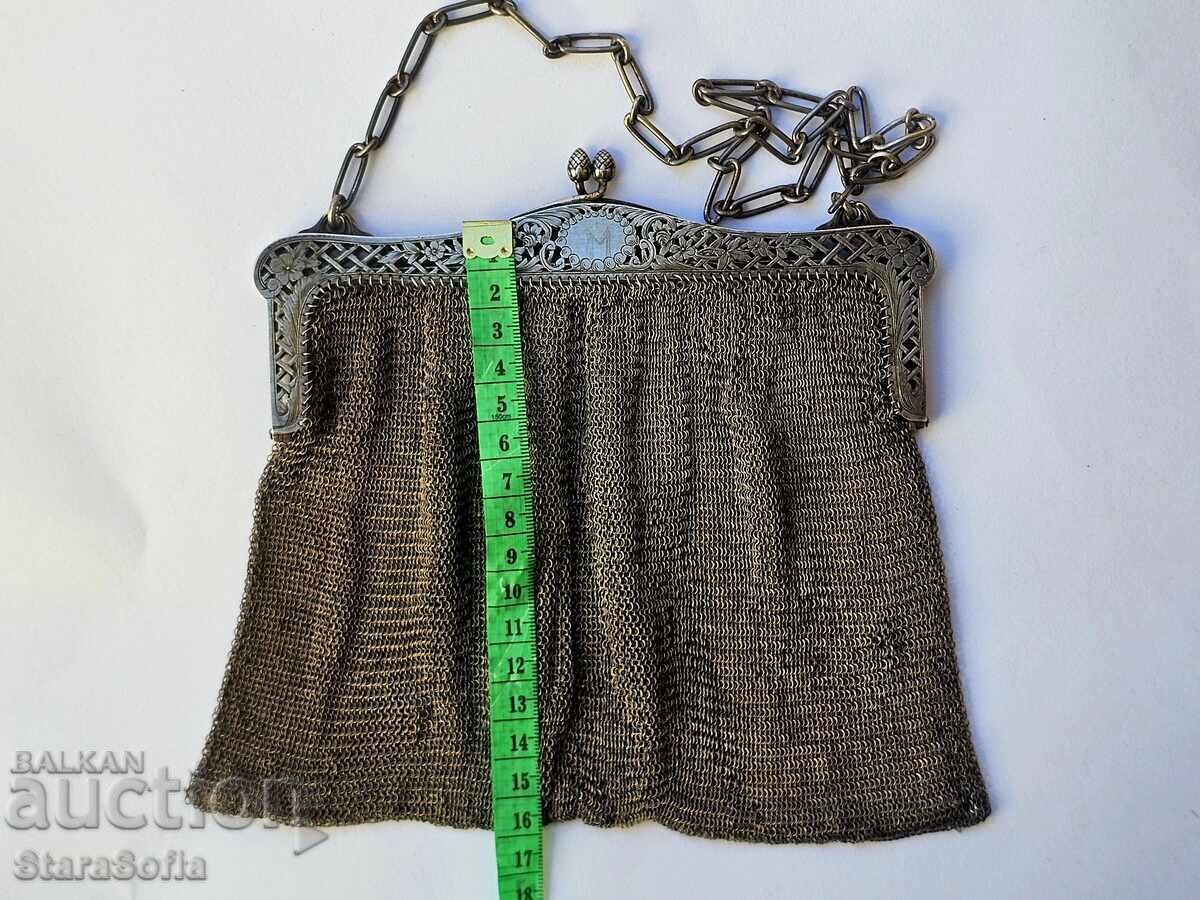 Παράδοση Ασημένια τσάντα Βελγίου 19ος αιώνας Παράδοση Ασημένια τσάντα Βελγίου 19ος αιώνας