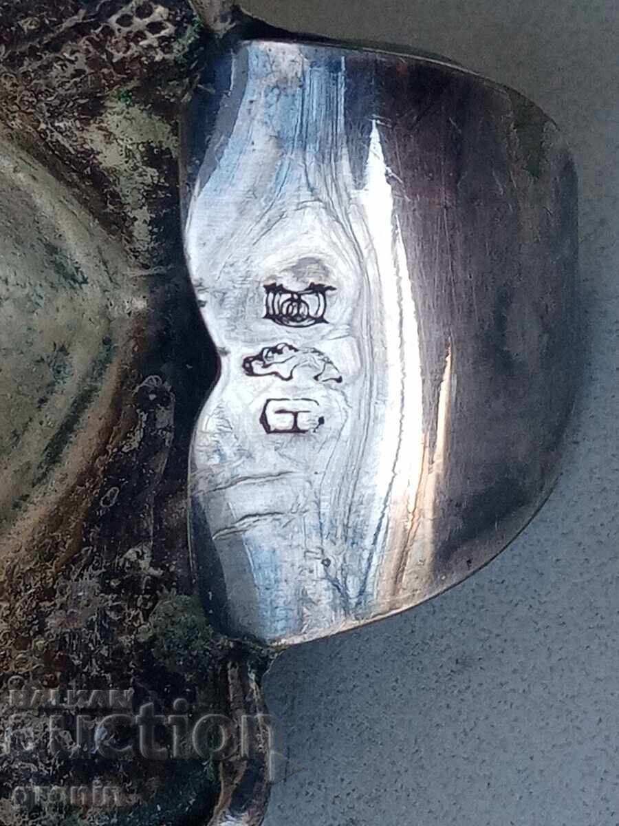 Παράδοση Φλαμανδικό κηροπήγιο, 19ος αιώνας, μαρκαρισμένο, αρ νουβό, επαργυρωμένο, Ρρρ!