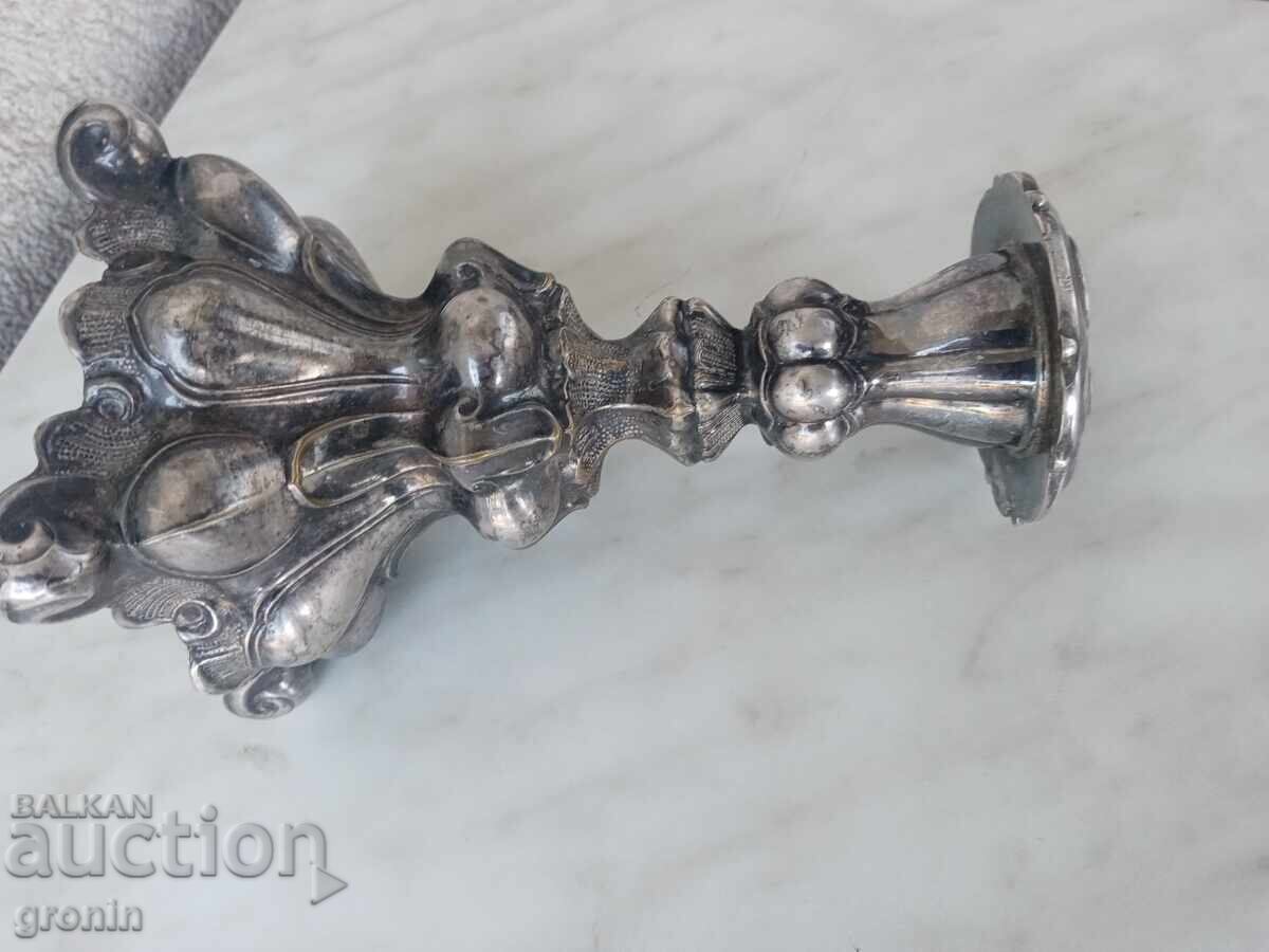 Φλαμανδικό κηροπήγιο, 19ος αιώνας, μαρκαρισμένο, αρ νουβό, επαργυρωμένο, Ρρρ!