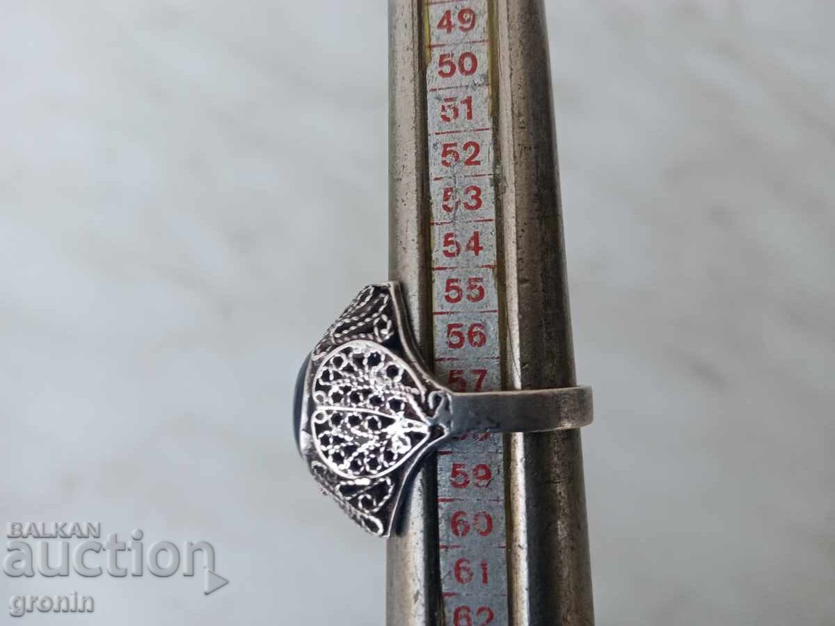 Παράδοση Δαχτυλίδι με μάτι γάτας, ασήμι, φιλιγκράν αζούρ Παράδοση Δαχτυλίδι με μάτι γάτας, ασήμι, φιλιγκράν αζούρ