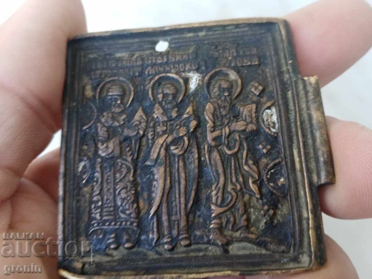 Δημοπρασία Παλιά μπρούτζινη αναγεννησιακή εικόνα, παναγία, 19ος αιώνας, ρωσική, επιθωρακίου