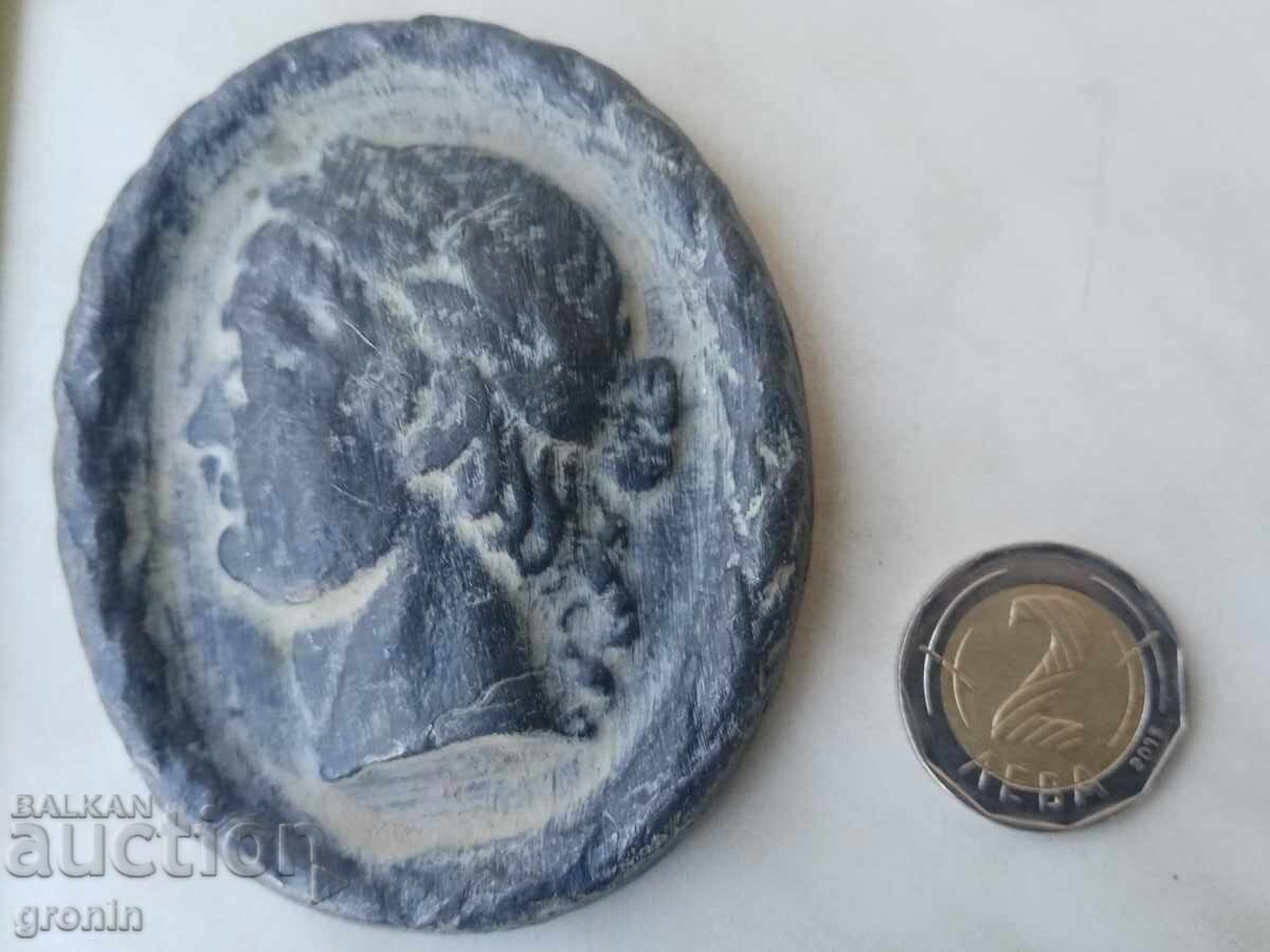 Πανό, ανάγλυφο, πλακέτα, γέμα, πορτρέτο, μαζικό - 6