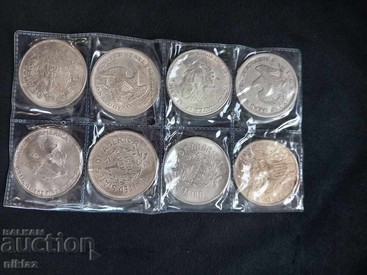 8 νομίσματα των 1 $ ρεπλίκες με τιμή 25.00 BGN | € 12.78 8 νομίσματα των 1 $ ρεπλίκες με τιμή 25.00 BGN | € 12.78