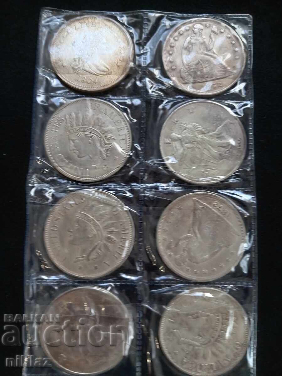 Παράδοση 8 νομίσματα των 1 $ ρεπλίκες Παράδοση 8 νομίσματα των 1 $ ρεπλίκες