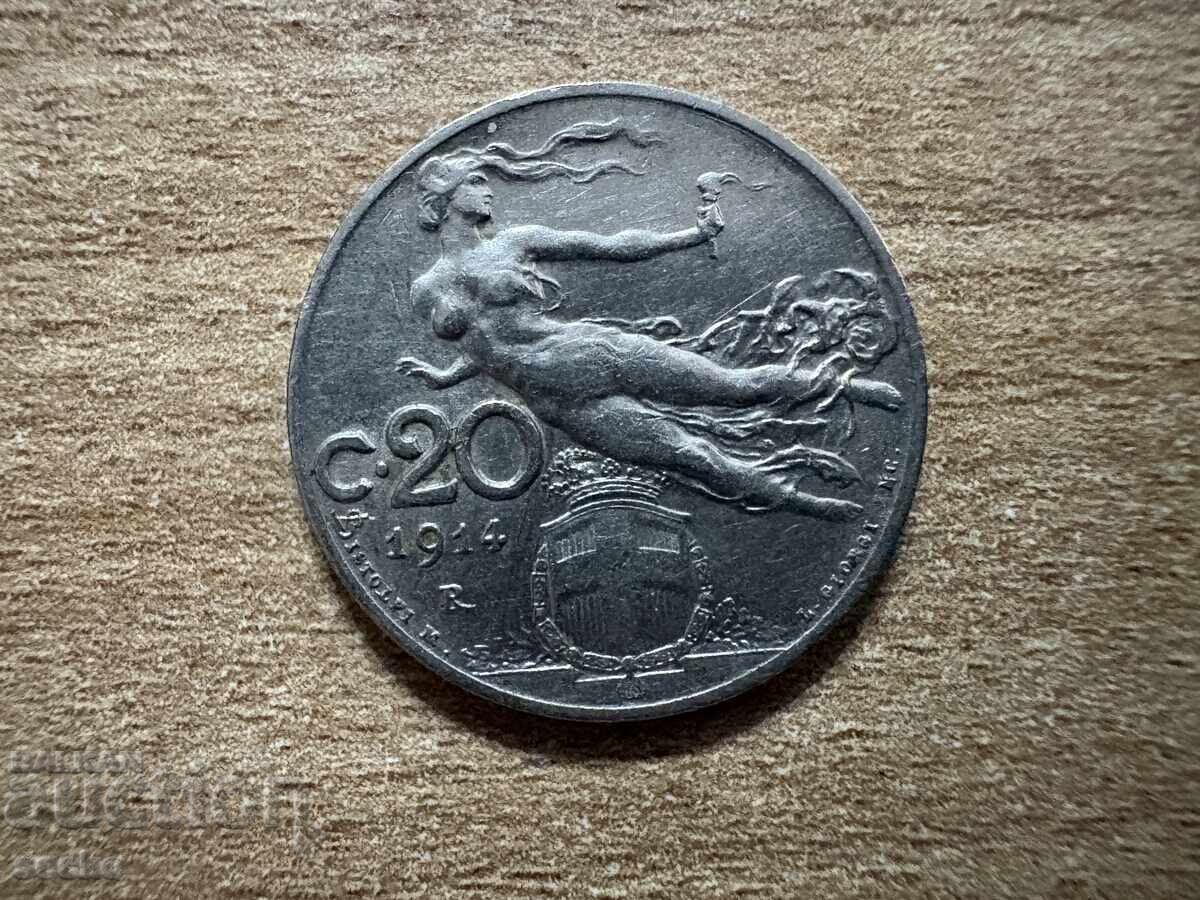 Италия - 20 чентезими (1914)