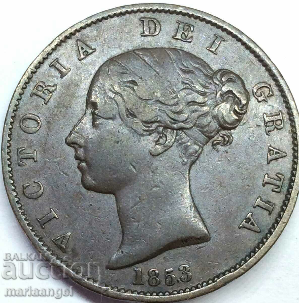 Marea Britanie 1/2 penny 1853 9.61g 28mm bronz Marea Britanie 1/2 penny 1853 9.61g 28mm bronz