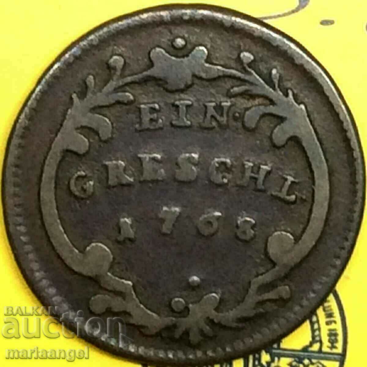 Auction  1 Groschen 1768 Austria for Czech Republic M.Theresa Bohemia 23mm Rare