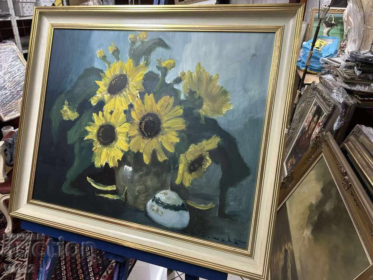 Licitație Floarea-soarelui într-o vază de ceramică Licitație Floarea-soarelui într-o vază de ceramică