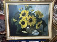 Sunflowers in a ceramic vase