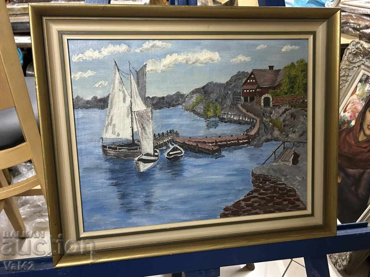 Auction  Coastal marina with sailboats