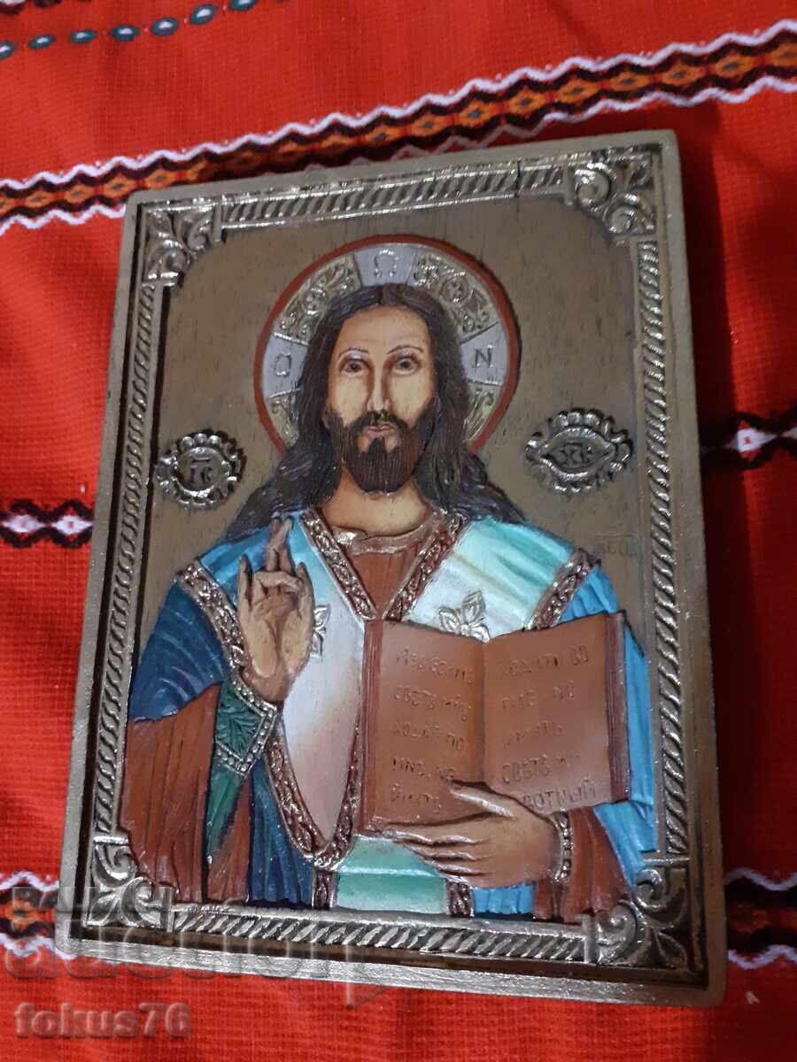 Bulgarian colorful icon wood carving with certificate with price 69.00 BGN | € 35.28