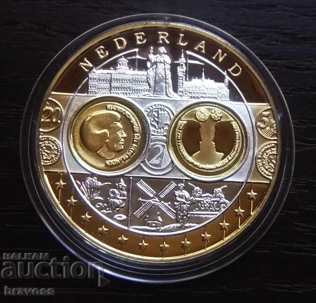 Ευρώ μετάλλιο - Ολλανδία - proof - 2002 - ασήμι με επιχρύσωση
