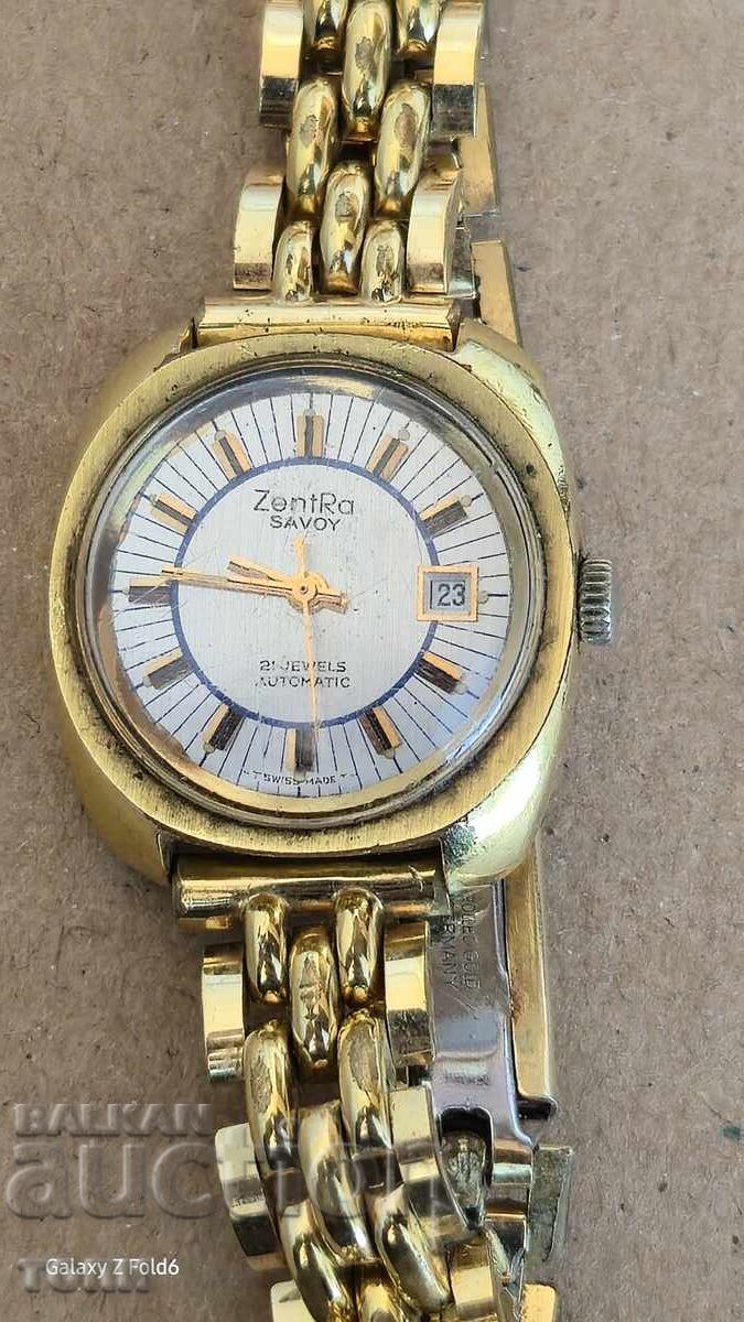 Licitație ZENTRA SAVAY AUTOMATIC SWISS MADE RAR AURIT FUNCTIONEAZĂ BZC