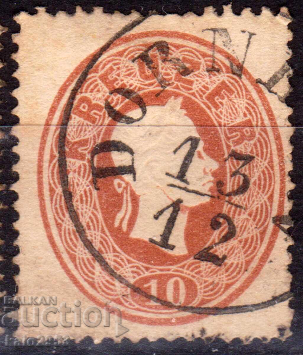 Austria-1860-Clasică-obișnuită-Kaiser Franz Joseph.,ștampilă