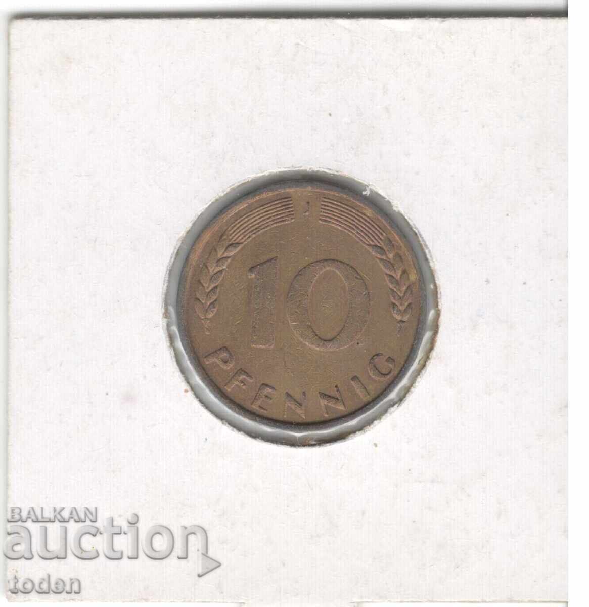 Livrarea Germania - 10 Pfennig - 1950 J - KM# 108