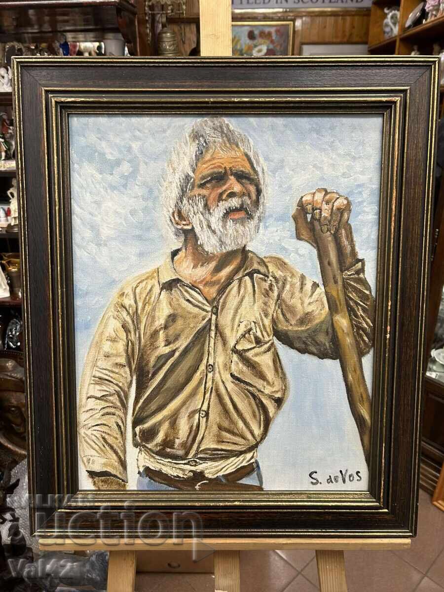 Oil painting - S. de Vos - Portrait of an old man