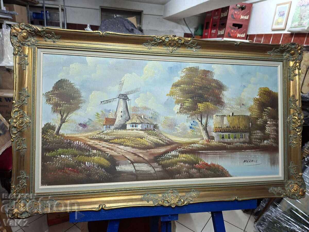 Παράδοση Πίνακας "Τοπίο με ανεμόμυλο" - ελαιογραφία, μπαρόκ Παράδοση Πίνακας "Τοπίο με ανεμόμυλο" - ελαιογραφία, μπαρόκ