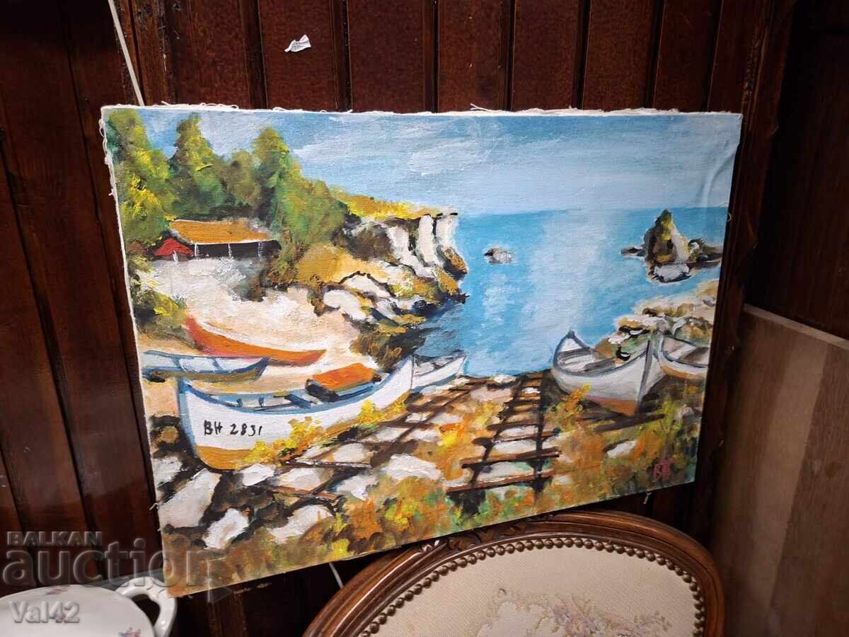 Δημοπρασία Τοπίο με βάρκα – Βενελίν Πέτροφ, λάδι σε καμβά Δημοπρασία Τοπίο με βάρκα – Βενελίν Πέτροφ, λάδι σε καμβά