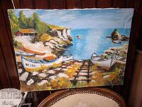 Landscape with a Boat – Venelin Petrov, oil on canvas