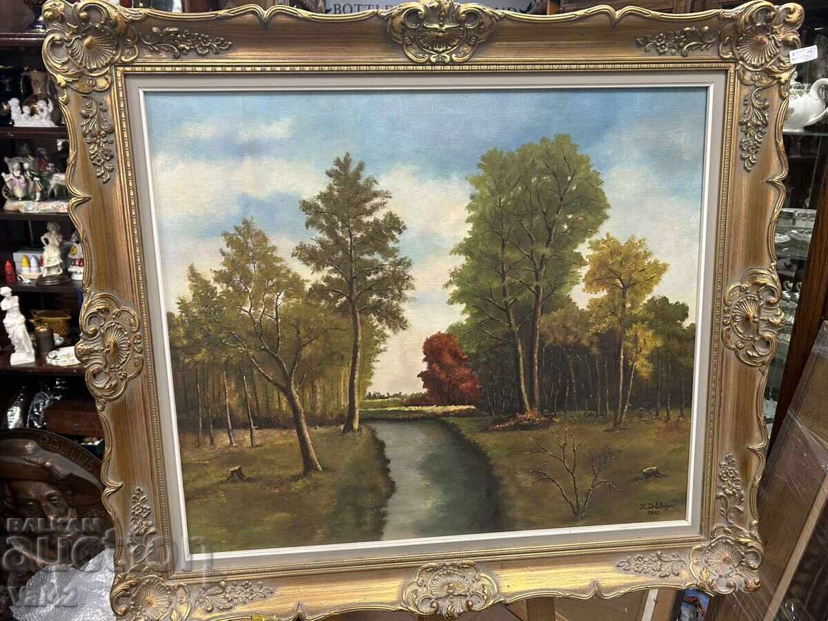 Landscape - oil painting in a Baroque frame