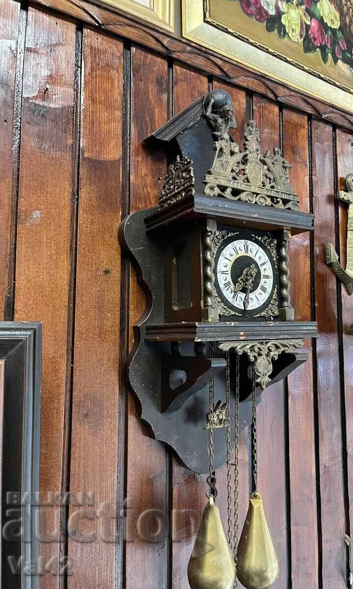 Antique wall clock with ornaments and gong - working with price 126.21 BGN | € 64.53