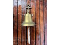 Brass ship's bell with anchor stand