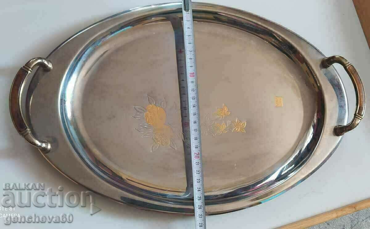 Auction  Oval Serving Tray with Handles 24K GOLD