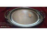 Tavă ovală cu mânere pentru servire 24K GOLD