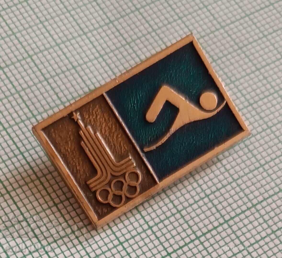 Auction  Badge - Olympics Moscow 1980 Swimming