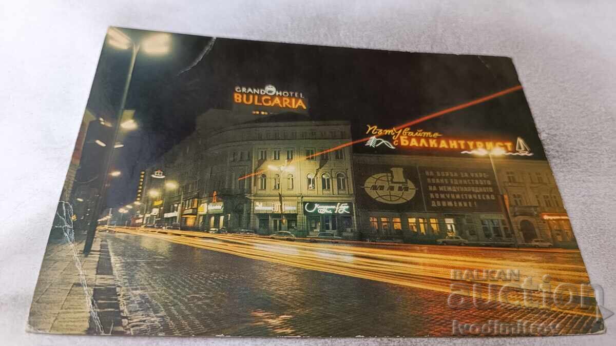 Пощенска картичка София Нощен изглед