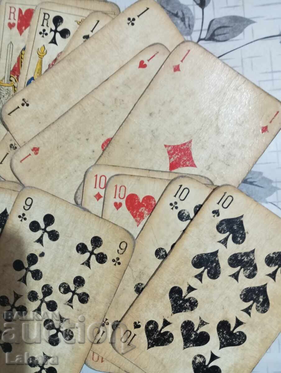 Old retro cards for belote 32 with many jokers - 5 Old retro cards for belote 32 with many jokers - 5