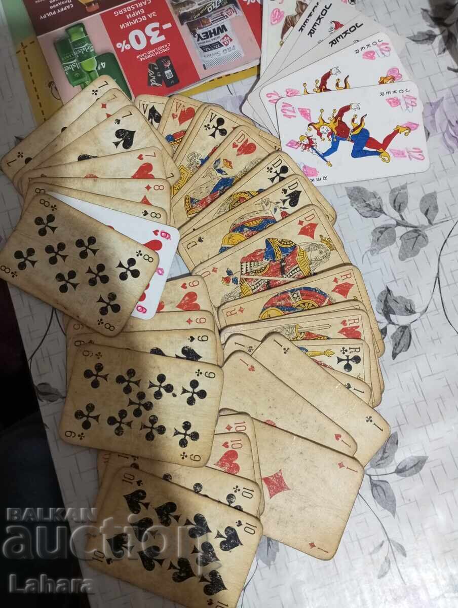 Old retro cards for belote 32 with many jokers Old retro cards for belote 32 with many jokers