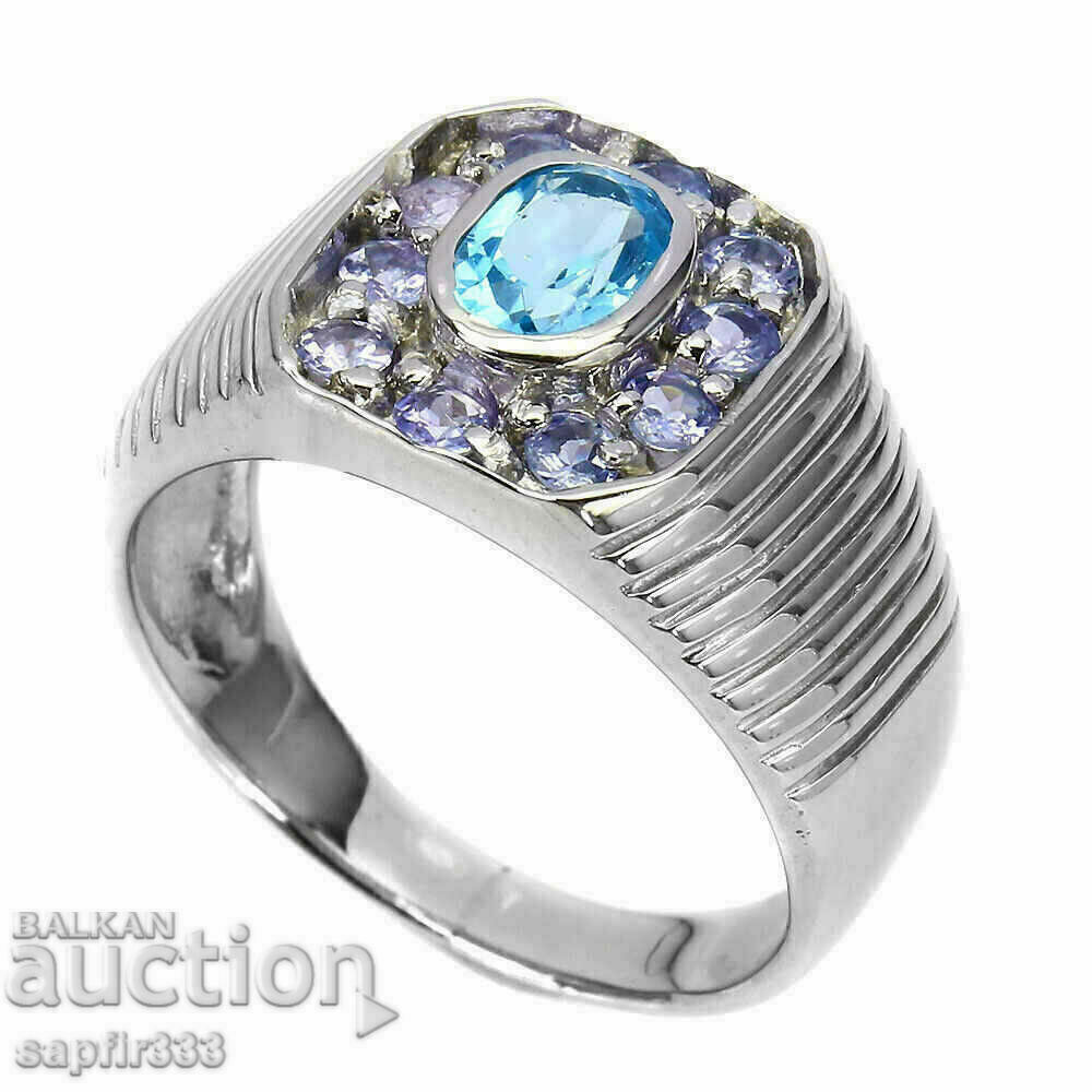 INEL DE DESIGN BĂRBAȚI CU TANZANIȚE NATURALE ȘI TOPAZ cu preț 437.00 BGN | € 223.43