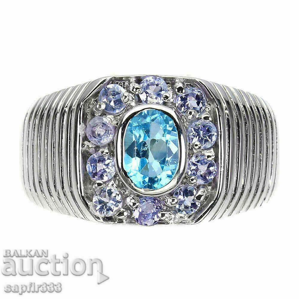 INEL DE DESIGN BĂRBAȚI CU TANZANIȚE NATURALE ȘI TOPAZ