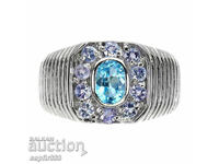 INEL DE DESIGN BĂRBAȚI CU TANZANIȚE NATURALE ȘI TOPAZ