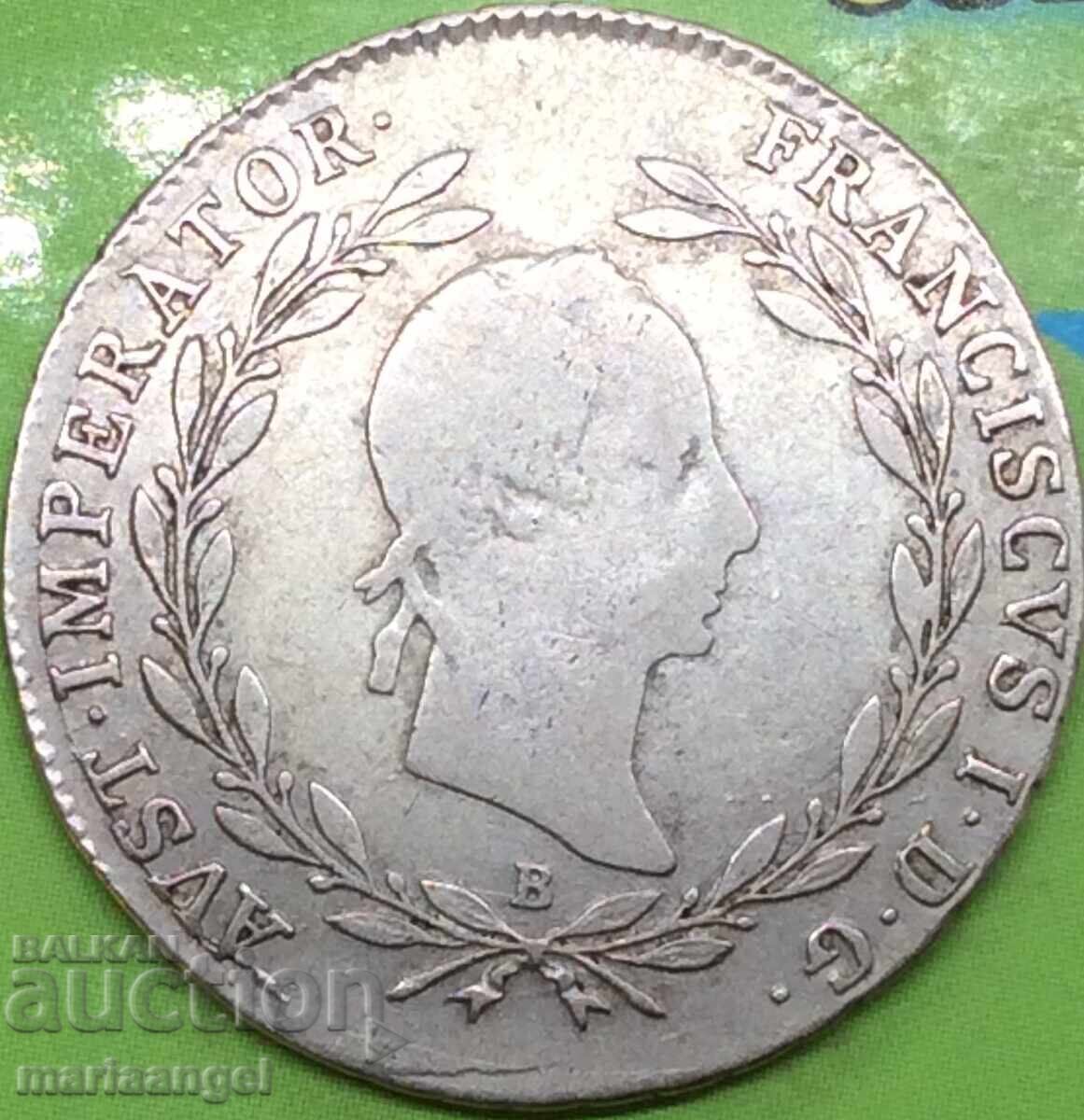 20 Kreuzer 1830 Austria B - Kremnitz Silver - Rare - 7 20 Kreuzer 1830 Austria B - Kremnitz Silver - Rare - 7
