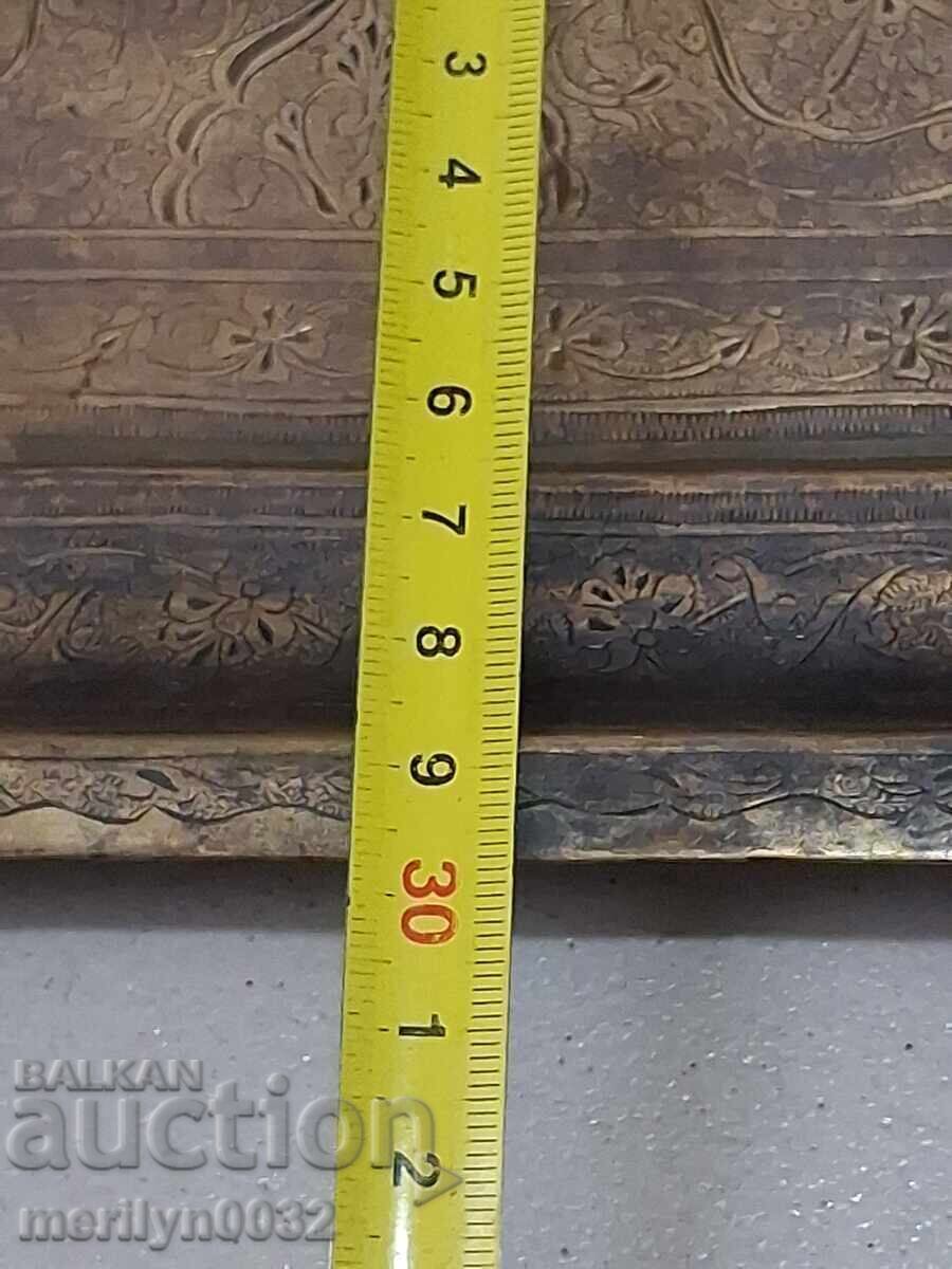 Χειροποίητη χαραγμένη μπρούτζινη πιατέλα τέλη 19ου αιώνα - 6