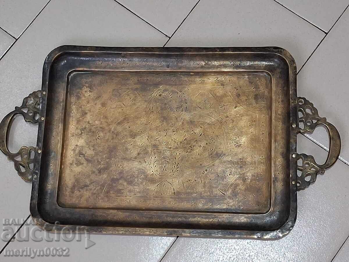 Χειροποίητη χαραγμένη μπρούτζινη πιατέλα τέλη 19ου αιώνα - 7