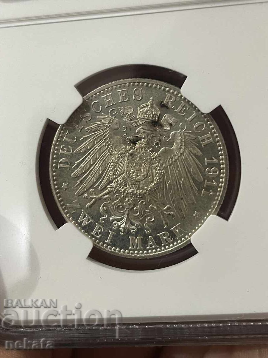 Imperiul German - Bavaria, 2 mărci, 1911, MS64 NGS - 6