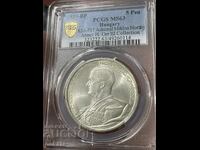 Hungary 5 Pengő, 1939, Admiral Horthy, MS63 PCGS