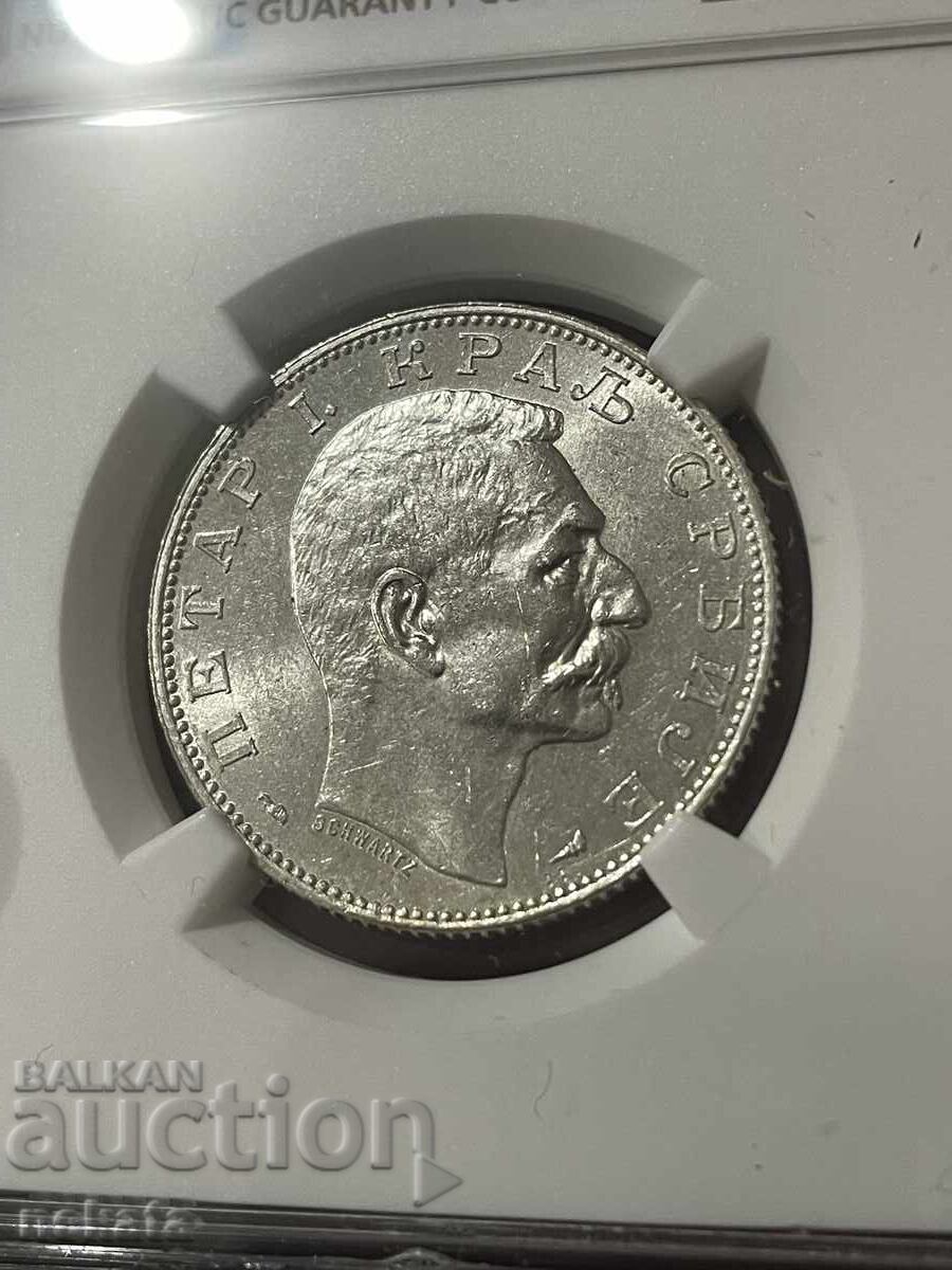 Auction  Serbia, 2 Dinara 1915 NGC AU58