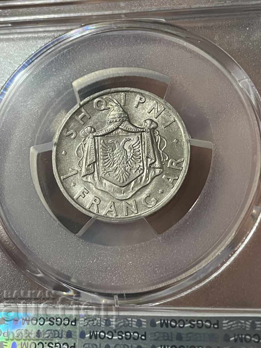 Albania 1 franc argint, 1935, PCGS MS62 - 5 Albania 1 franc argint, 1935, PCGS MS62 - 5