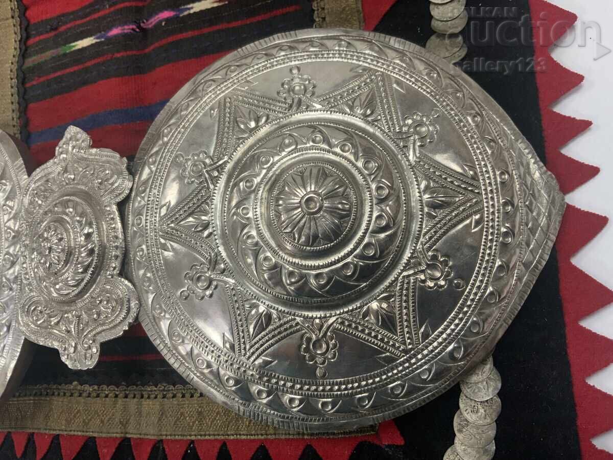 Huge Revival-era buckle Macedonia silver cut wrought - 5