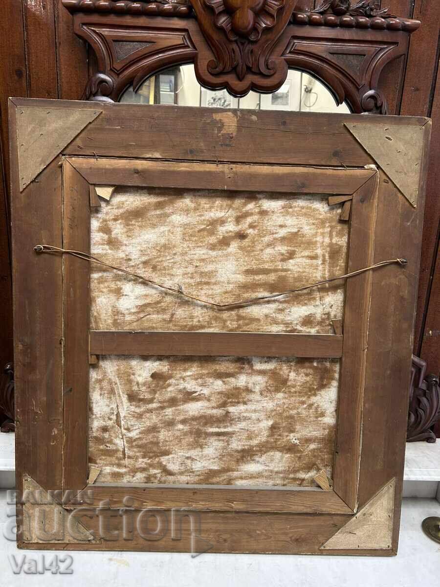 Παράδοση Παλιός ελαιογραφία νεκρή φύση με μπαρόκ κορνίζα – 80×91 εκ